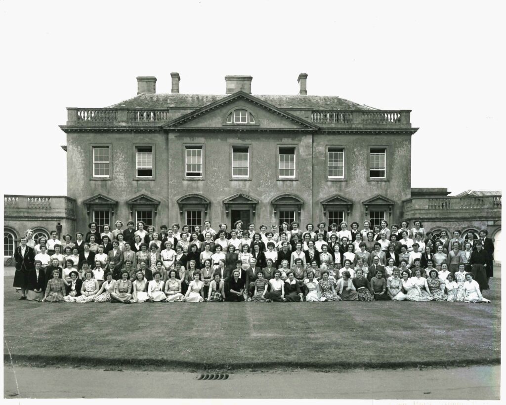Students at Newton Park Training College outside Main House, 1952
